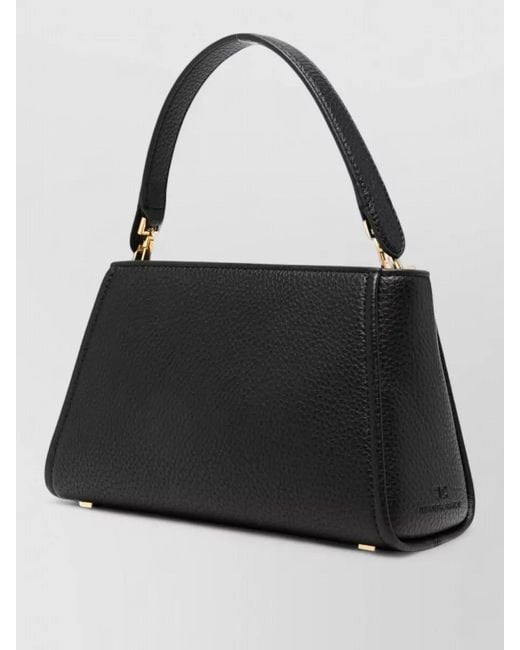Elisabetta Franchi Black Faux Leather Shoulder Bag Structured Top Handle