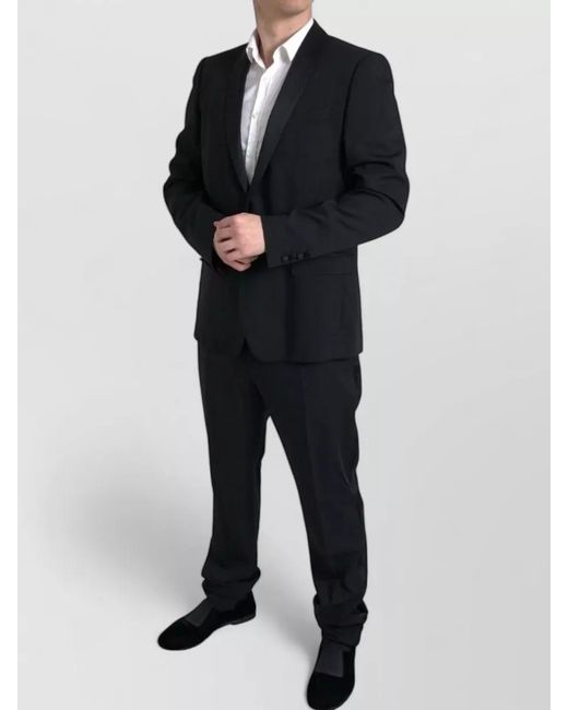Dolce & Gabbana Black Virgin Wool Silk Slim-Fit Single-Breasted Suit for men