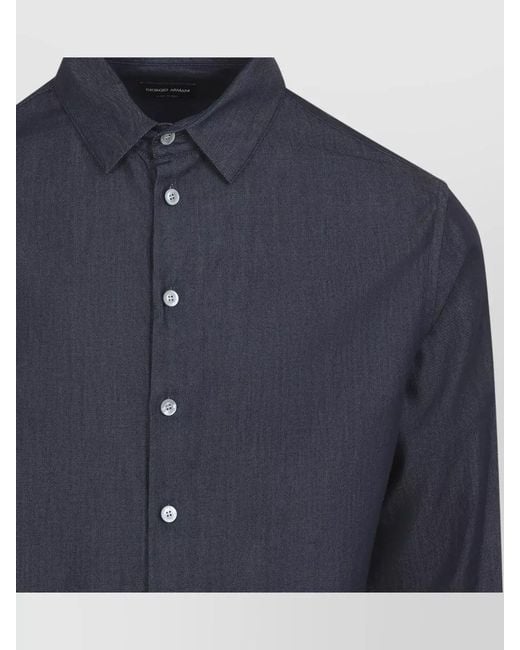 Giorgio Armani Blue Armani Cotton Shirt Long Sleeves Collar for men
