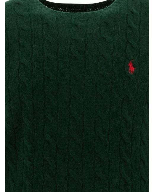 Polo Ralph Lauren Green Cashmere Wool Cable-Knit Crewneck Sweater for men