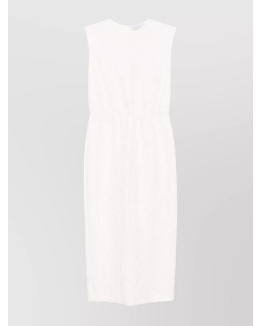 Harris Wharf London White Cotton Gathered Midi Dress