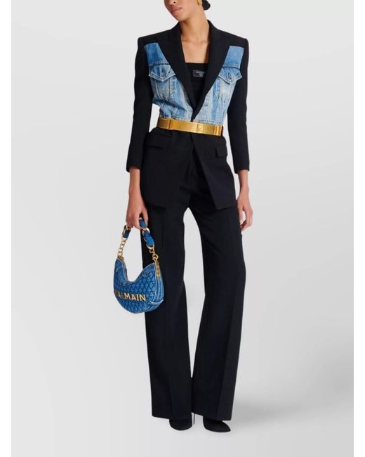 Balmain Blue Straight-Leg Trousers