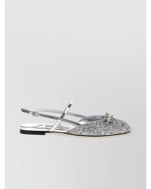 Jimmy Choo Metallic Crystal-Embellished Ballerina Shoes