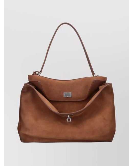 Balenciaga Brown Rodeo Medium Leather Shoulder Bag