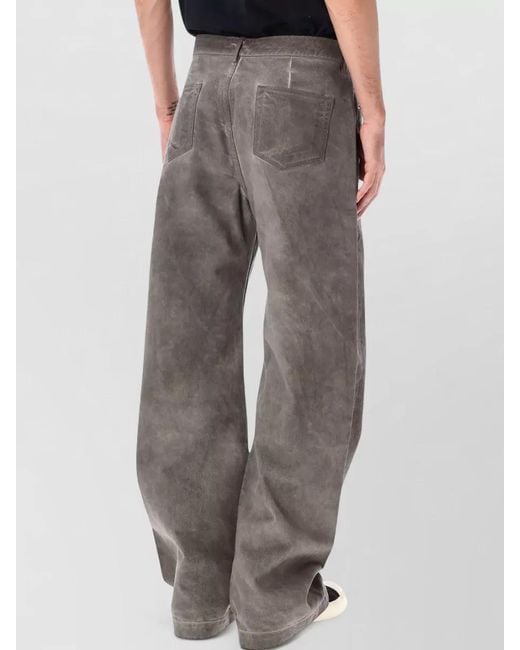 Rick Owens Gray Wide Leg Denim Trousers Front Back Pockets for men