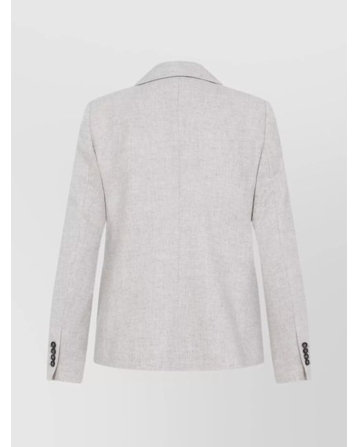 Brunello Cucinelli White Wool Cashmere Double-Breasted Blazer