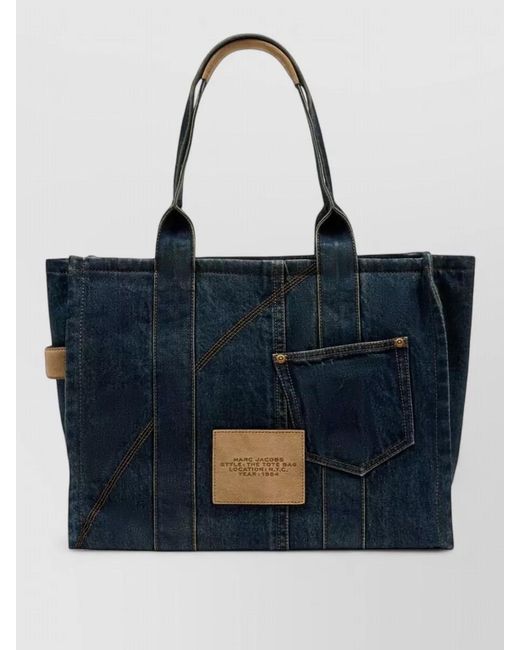 Marc Jacobs Blue Large Cotton Tote Bag Contrast Stitching