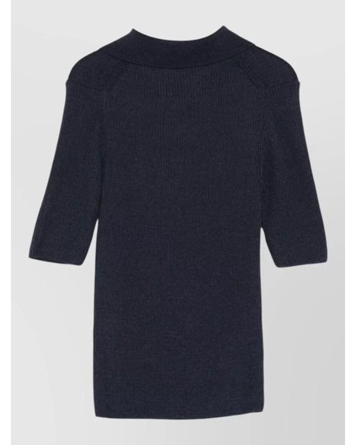 DUNST Blue Cotton Blend Polo Shirt Elbow Sleeves