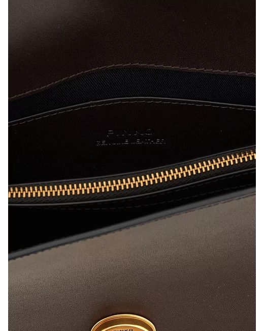 Pinko Black Love Bag One Calfskin Leather Clutch Bag
