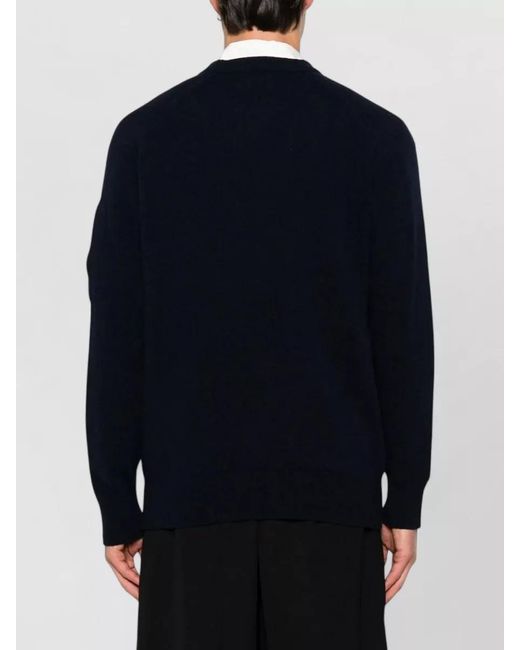 C P Company Blue Crew Neck Knit Sweater Long Sleeves for men
