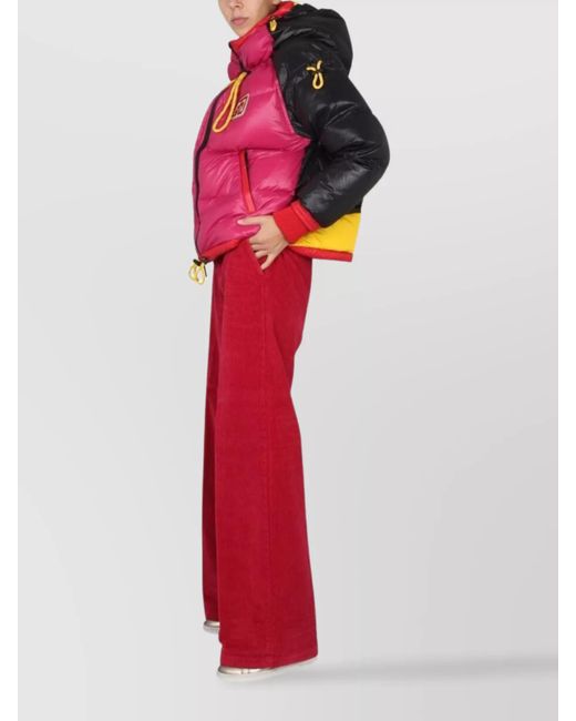 DSquared² Red Wide Leg Corduroy Trousers With High Waist