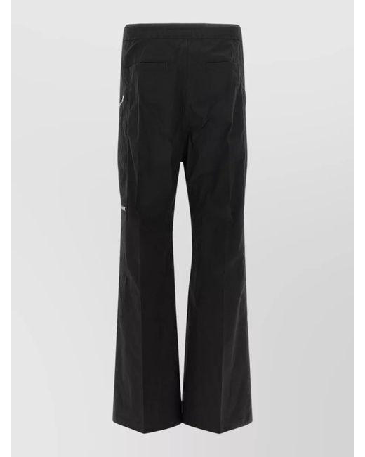 Rick Owens Black Cotton Wide-Leg Flared Floor-Length Trousers for men