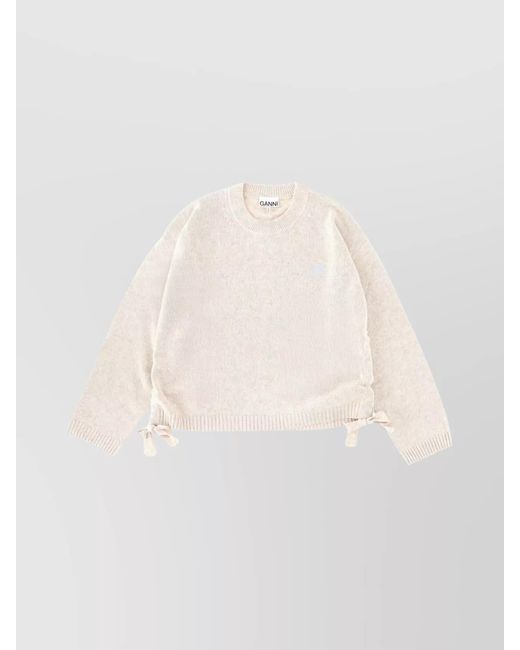 Ganni Natural Oversized Logo Knit Jumper