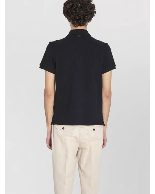 AMI Blue Cotton Piqué Short-Sleeve Polo Shirt for men