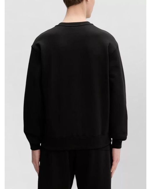 KENZO Black Crewneck Top Cuffs Ribbed Hem Detail for men
