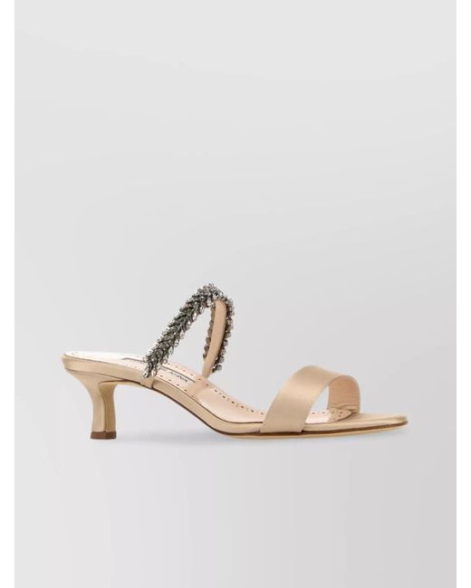 Manolo Blahnik White Satin Mules
