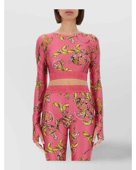 Versace Jeans Couture Red Printed Cropped Top