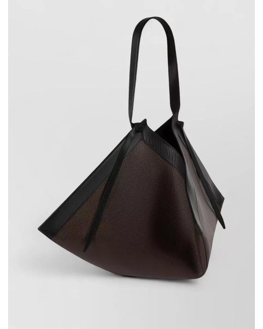 Yuzefi Black Structured Tote Bag Material Size Strap