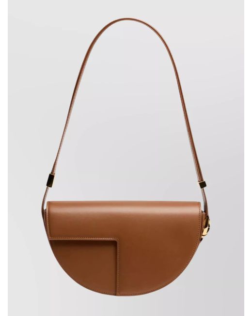 Patou Brown Leather Shoulder Bag Adjustable Strap
