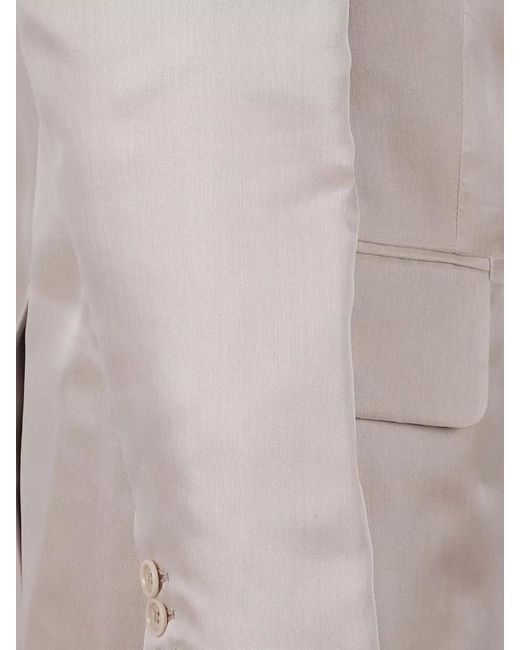Max Mara Natural Double Breasted Satin Blazer Notch Lapels