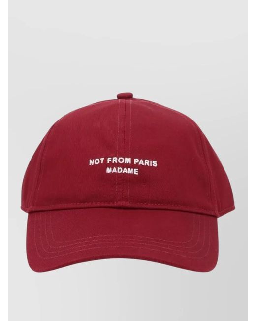 Drole de Monsieur Red Signature Baseball Hat Curved Brim Design for men