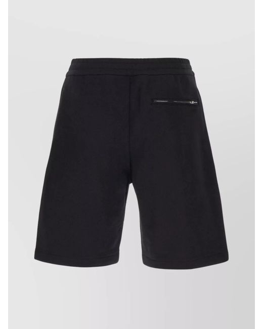 McQueen Black Cotton Printed Bermuda Shorts for men