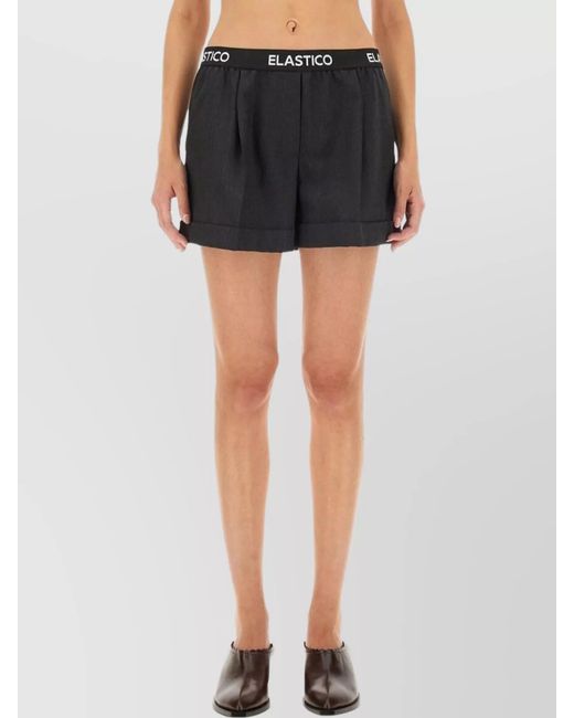 Moschino Black Virgin Wool Regular-Fit Tailored Shorts