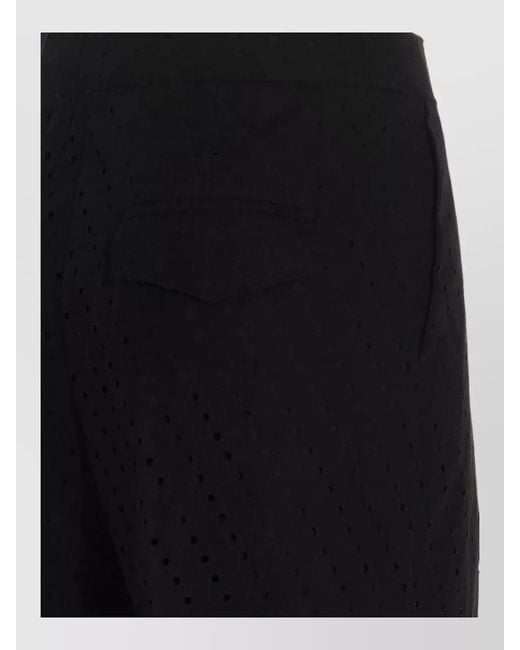 Nude Black Pleated Pants Perforated Pattern Back Pocket