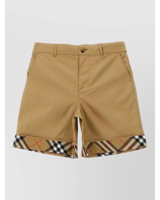 Burberry Natural Oscar Cotton Twill Bermuda Shorts Pockets