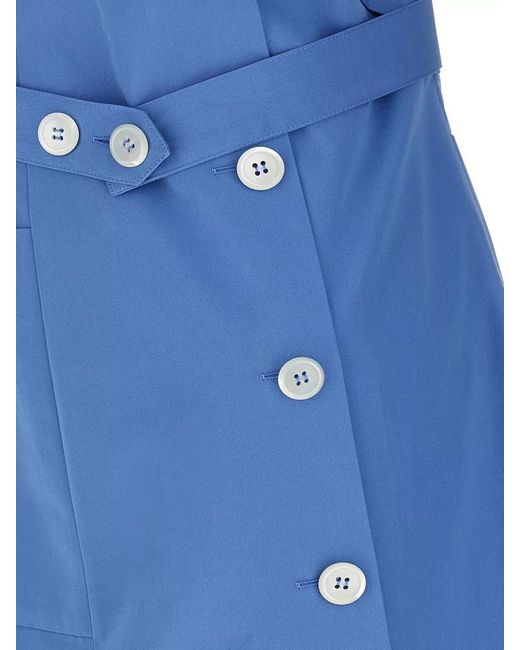 Miu Miu Blue Off Shoulder Cotton Poplin Mini Dress