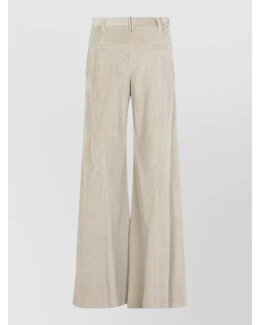 Brunello Cucinelli White High Waist Tailored Wide Leg Corduroy Trousers