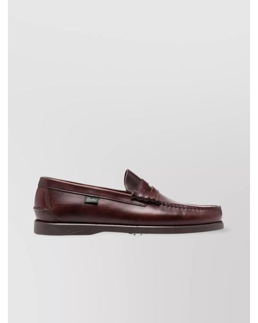 Paraboot Brown Smooth Leather Penny Loafers for men