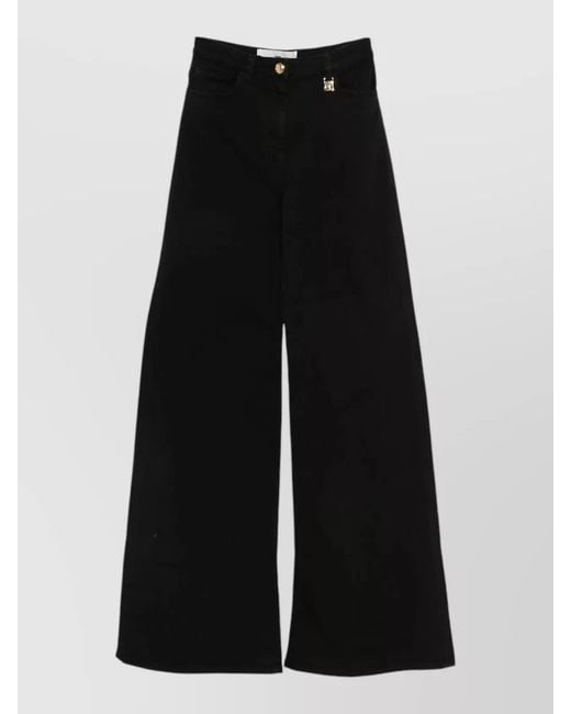 Elisabetta Franchi Black Denim Wide-Leg Trousers