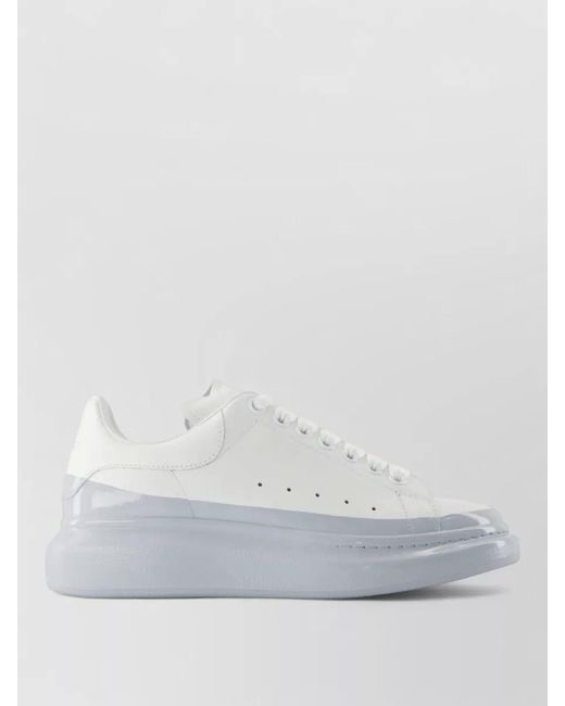 McQueen White Oversized Leather Sneakers Low Top Design for men