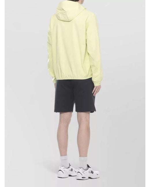 K-Way Yellow Hooded Lightweight Waterproof Jacket Zip Pockets for men
