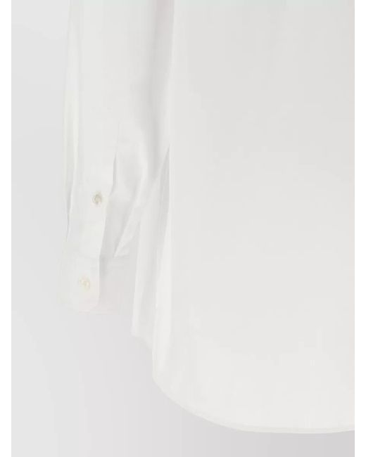 Dolce & Gabbana White Silk Scarf Long-Sleeve Shirt