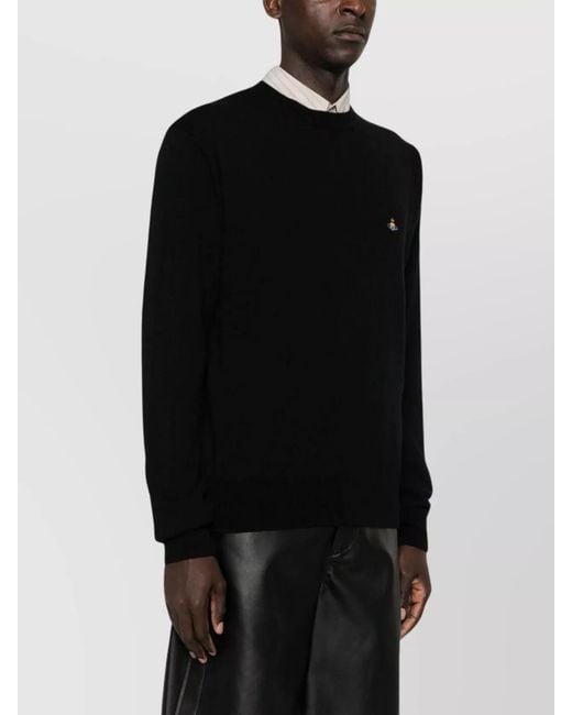 Vivienne Westwood Black Cashmere Blend Fine Knit Crew Neck Jumper for men