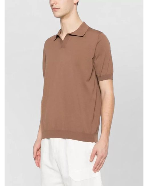Tagliatore Brown Cotton Short-Sleeve Polo Shirt for men