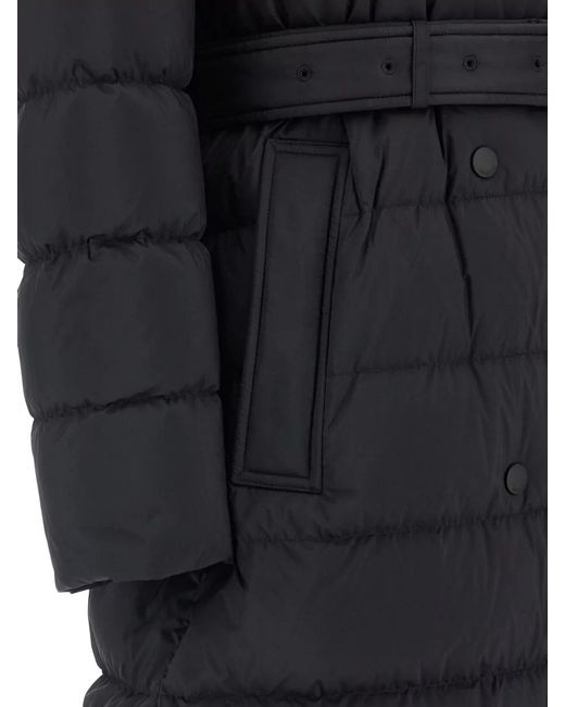 Burberry Blue Quilted Double-Breasted Belted Puffer Jacket