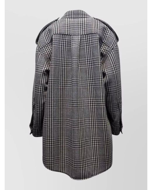 Stella McCartney Gray Wool Overshirt Longline Plaid Design