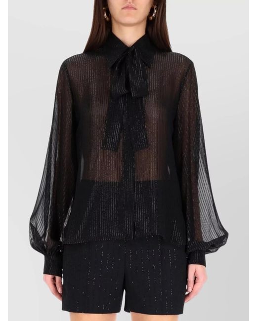 Max Mara Black Silk Bow Blouse