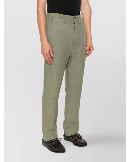 Vivienne Westwood Green Linen Straight-Leg Trousers for men