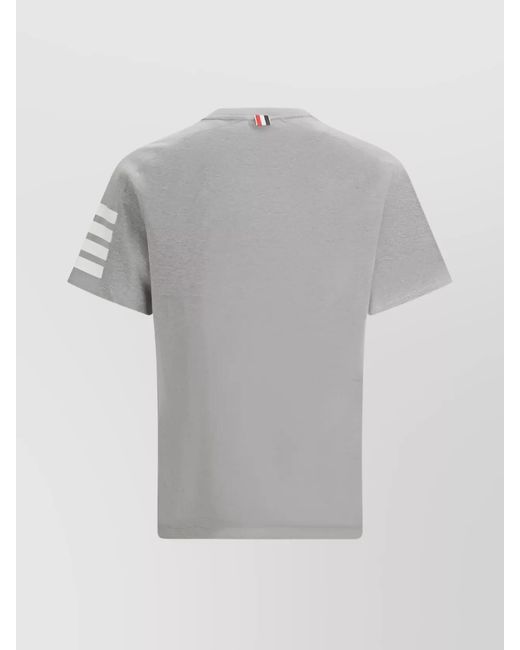 Thom Browne Gray Ribbed Crew Neck Cotton T-Shirt for men