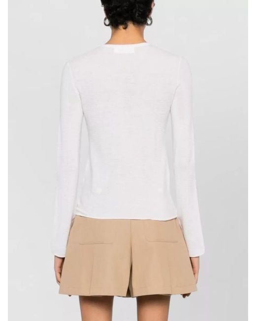 Lisa Yang White Georgie Cashmere Sweater Round Neck Ribbed