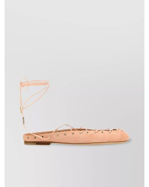 Chloé Multicolor Leather Lace-Up Ballerina Flats