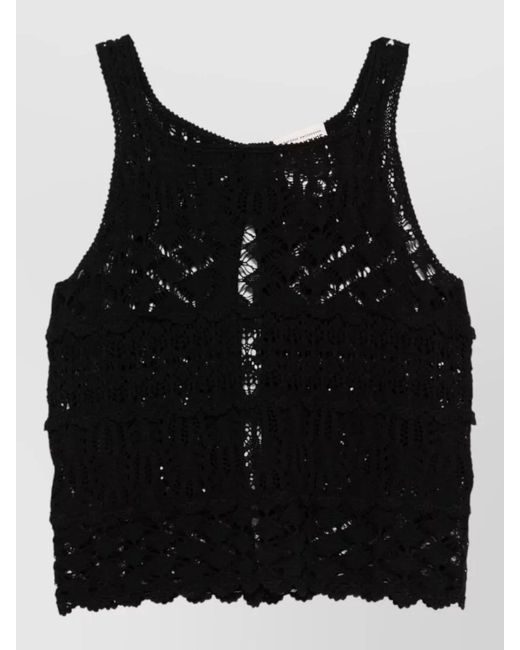 Semicouture Black Shelley Lace Crochet Tank Top