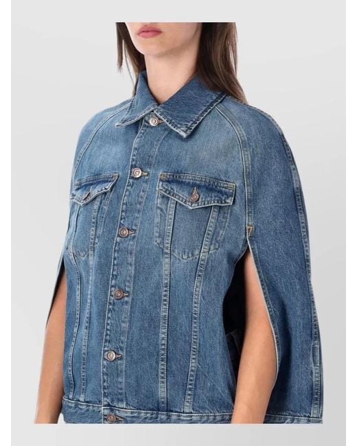 7 For All Mankind Blue Denim Relaxed Cape Jacket