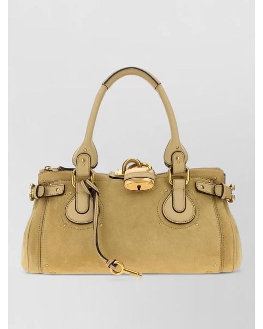 Chloé Metallic Paddington Suede Shopping Shoulder Bag Top Handle