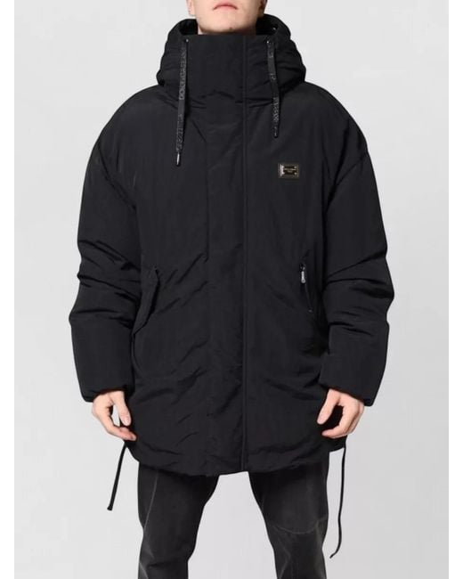 Dolce & Gabbana Black Nylon Hooded Puffer Jacket for men