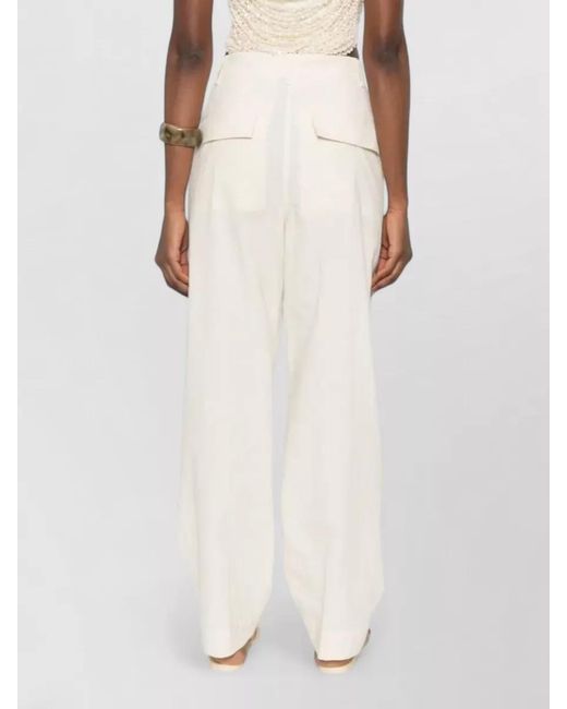 Dries Van Noten White Pincks Straight Leg Cotton Poplin Trousers